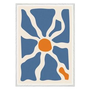 Galrie Stunning Bold Abstract Sun and Waves Art Print for Modern Interiors for Home, White Frame, A1 60 x 84cm (23 x 33inch)