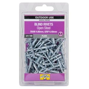 Otter 4.8 x 6.4mm Open Steel Blind Rivets - 100 Pack