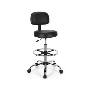 Costway Swivel Drafting Chair Ergonomic Office Armchiar W/retractable Mid Back Home Office Black