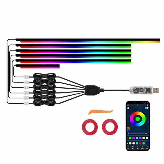 Catzon 6in1 Acrylic Interior Car Led Strip Light Ambient Lighting For Suv Truck