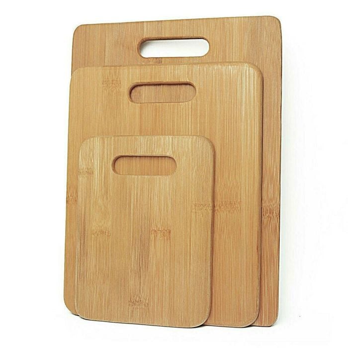3 Pack Bamboo Wood Chopping Board Set Cheese Cutting & Serving Light Wood Tone