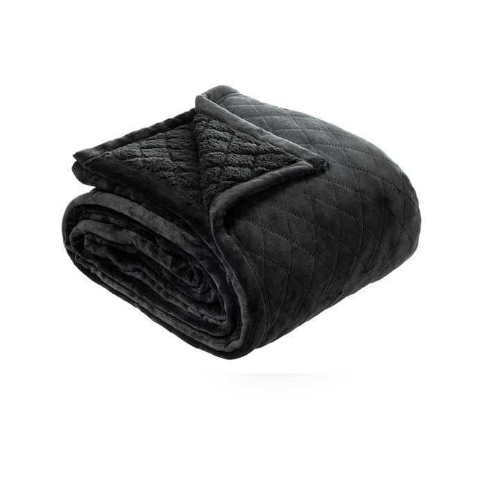 Mansfield 480gsm Sherpa Blanket Charcoal - Queen/King Bed