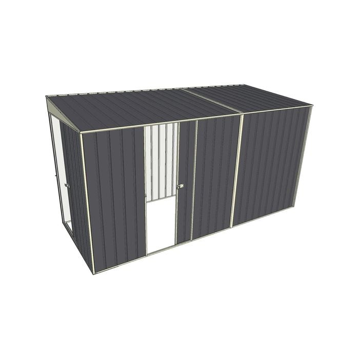Build-a-Shed 1.5 x 3.7 x 2m Sliding Door Tunnel Shed with Sliding Side Door - Grey