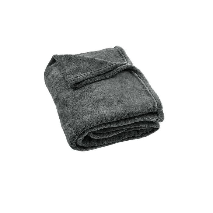 Hotel Living Super Soft Coral Fleece Large Throw Rug 160x210 cm Grey