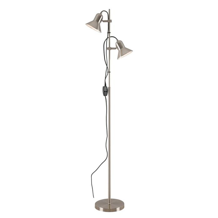 Telbix Corelli Industrial Standing Floor Lamp Light Metal Nickel