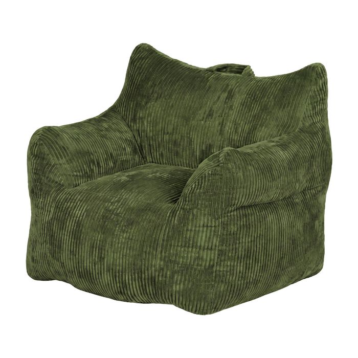 Ufurniture Bean Bag Chair With Backrest 83*90cm Corduroy Sofa With Handle High-resilience Stuffed Floor Sofa Lounger Green