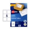 AVERY Laser Label Shp L7166 6Up Pack of 100