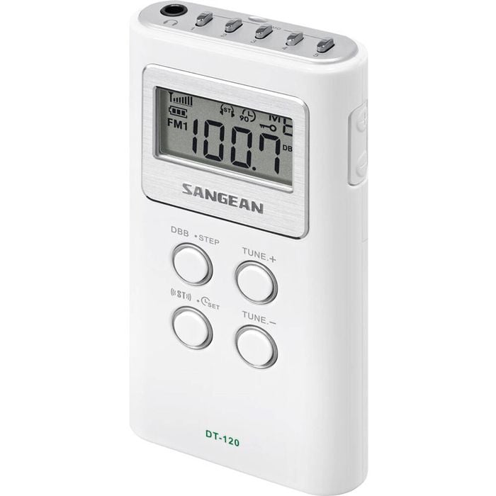 Sangean DT-120 AM/FM Pocket Analogue Portable LCD Radio 29.6x15mm White
