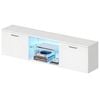 Advwin TV Cabinet 160cm LED Entertainment Unit Stand Glass Shelf White