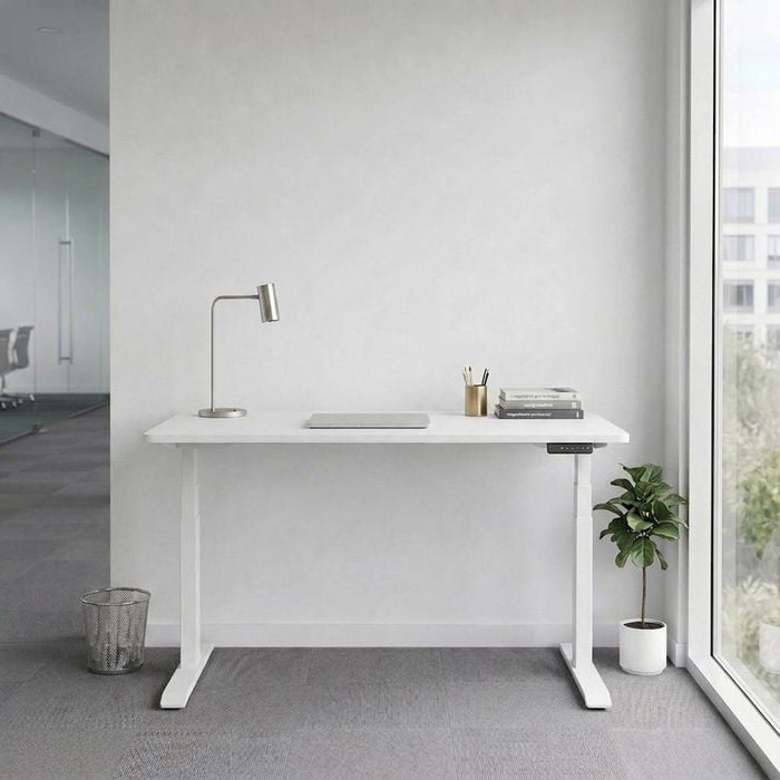 OLG Klass White Frame White Top Scallop Height Adjustable Desk L1800mm x W750mm