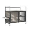 Advwin Heavy Duty  Dog Crate Furniture, Wooden Dog Cage End Table with Height Adjustable Feeder