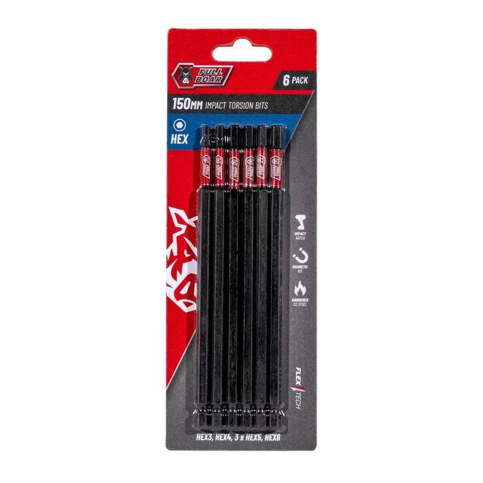 Full Boar HEX x 150mm Impact Torsion Bits Set - 6 Pack