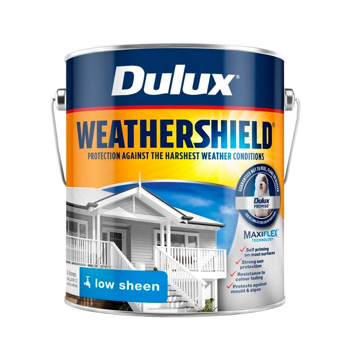 Dulux 4L Vivid White Low Sheen Weathershield Exterior Paint - 4L