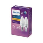 Philips P45 E14 LED 470Lm Warm White 5W Candle - 2 Pack
