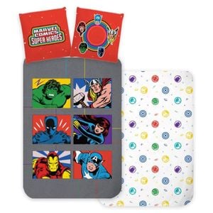 Marvel Avengers Symbols Cotton Quilt Cover Set - Toddler Bed Size