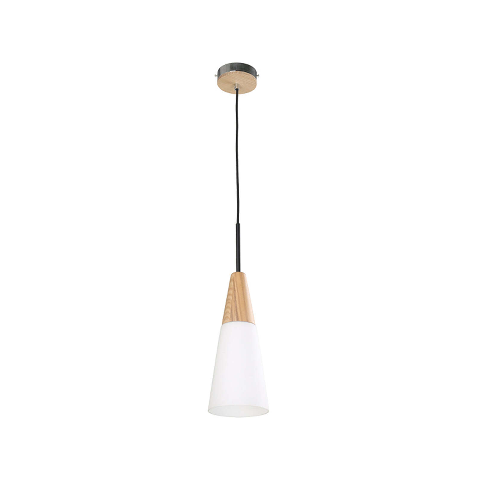 CLA Lighting FINN Blonde Wood & Opal Glass Pendant Light - LONG CONE
