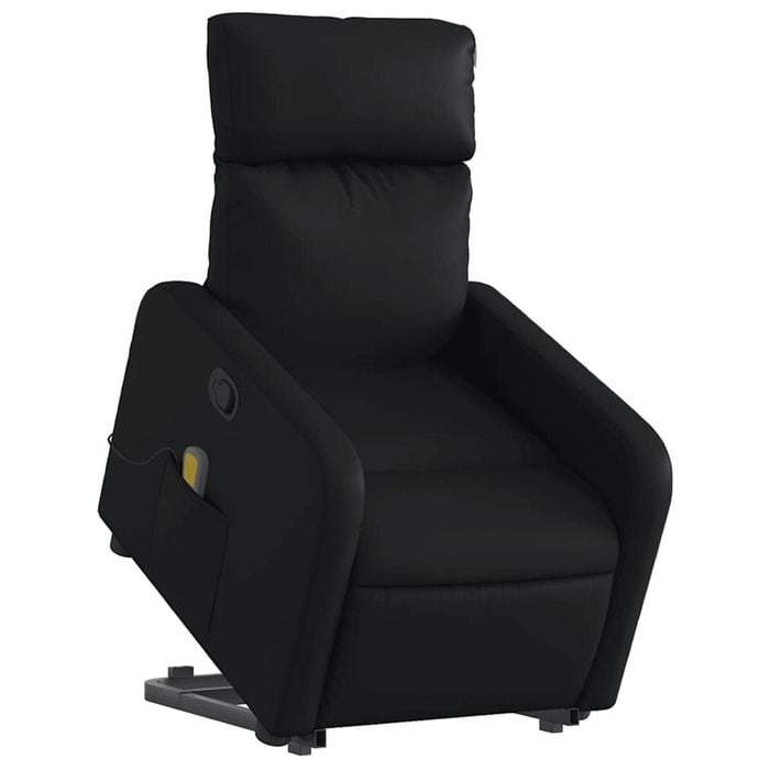 vidaXL Stand up Massage Recliner Chair Armchair Single Sofa Black Faux Leather