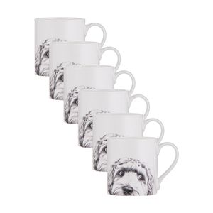 6x Ashdene Peeking Pups Ceramic Drinking Mug Oodle 370ml Animal Art