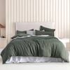 CleverPolly Vintage Washed Microfibre Quilt Cover Set - Khaki Green - Single