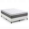Zinus Queen White Fabric Bed Base & Pocket Spring Mattress Set, Support iCoil Eurotop