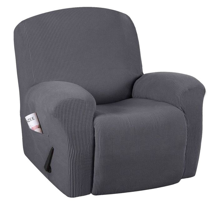 Smarcute Recliner Cover 1 Piece Jacquard Stretch Fabric Slip Resistant Sofa Cover Grey