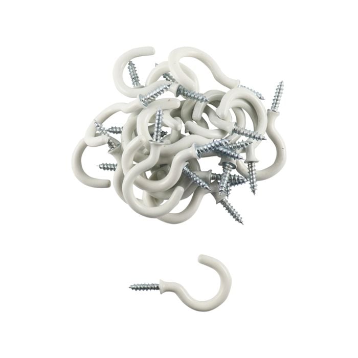 Everhang 18mm White PVC Cup Hook - 25 Pack