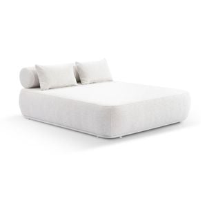 Norfolk Outdoor Aluminium Double Sun Lounge Daybed White & Boucle Cream Cushions
