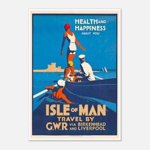 Galrie Vintage Isle of Man Travel Poster: Birkenhead & Liverpool Journey Art Design, Poster Only, 50 x 70cm (20 x 28inch)