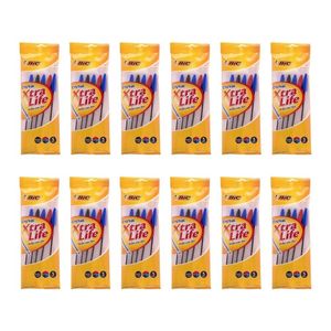 12pk 5pc Bic Cristal Xtra Life Ballpoint 1mm Writing Ballpen School Stationery
