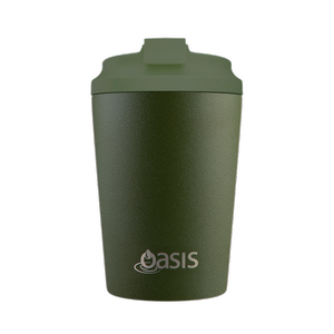Oasis Ceramic Lined Stainless Steel Double Wall Coffee Cup 360ml - Forest Green