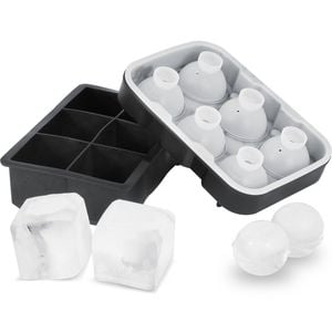 VEVOR Ice Cube Trays Black with Silicone Sphere Reusable Easy Release  for Whiskey Cocktails Bourbon