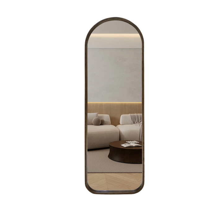 Best World 54cm × 168cm Arched Walnut Wood Full Length Mirror  Wall Mounted Mirror