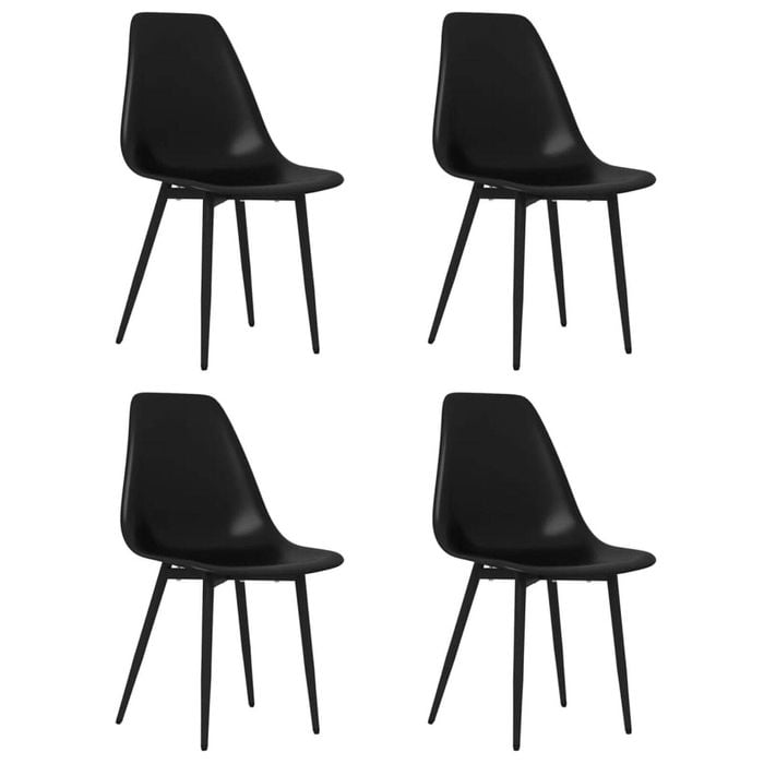 vidaXL Dining Chairs Kitchen Dining Room Chair Accent Chair 4 pcs Black PP 46 x 52 x 84 cm