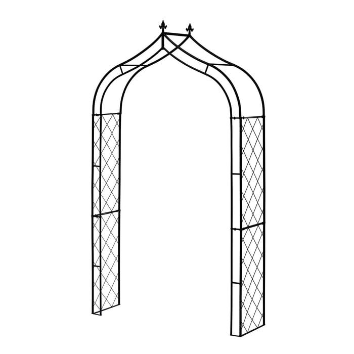 Takasho 131 x 40 x 250cm Black Finial Metal Lattice Arch