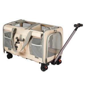PaWz 60x40x45cm Pet Carrier Bag Trolley Beige and Grey
