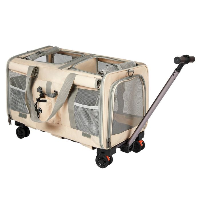 PaWz 60x40x45cm Pet Carrier Bag Trolley Beige and Grey