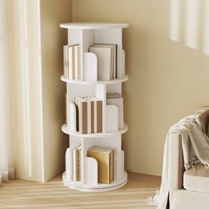Advwin 3 Tiers Bookshelf Rotating Corner Bookcase Cabinet Revolving Display Stand Rack White