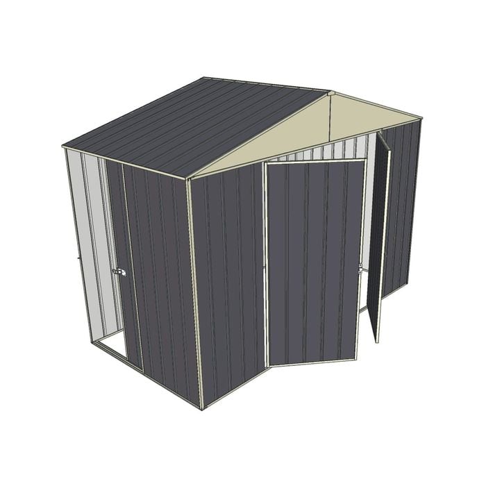 Build-a-Shed 3.0 x 1.5 x 2.3m Double Hinge and Single Sliding Door Narrow Shed - Grey