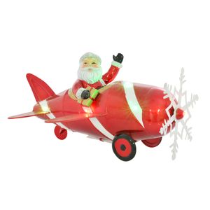 Gibson Gifts Lustre Xmas LED Santa in Aeroplane Home/Living Room Decor 33x25cm