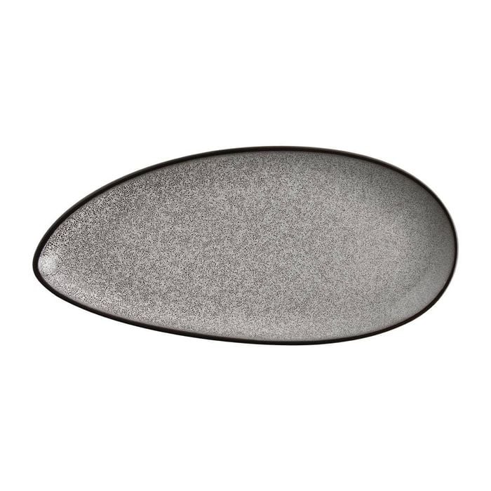 Olympia Leaf Plates Mineral Stone Grey 255mm 6 Pack Commercial Crockery Restaurant Tableware Porcelain
