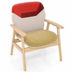 Costway Modern Accent Chair Upholstered Side Armchair Wood Reading Chair