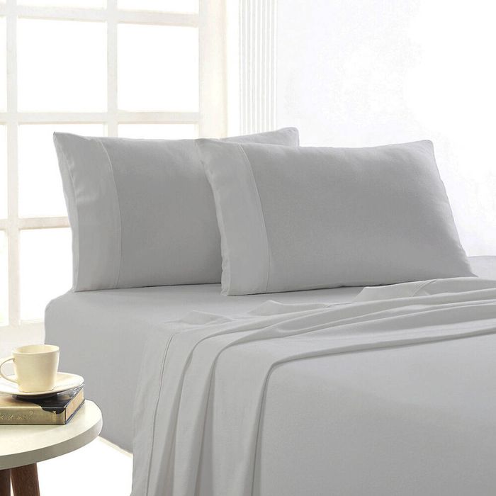Park Avenue Super King Egyptian Cotton Flannelette Bed Sheet w/ Pillowcase Ash
