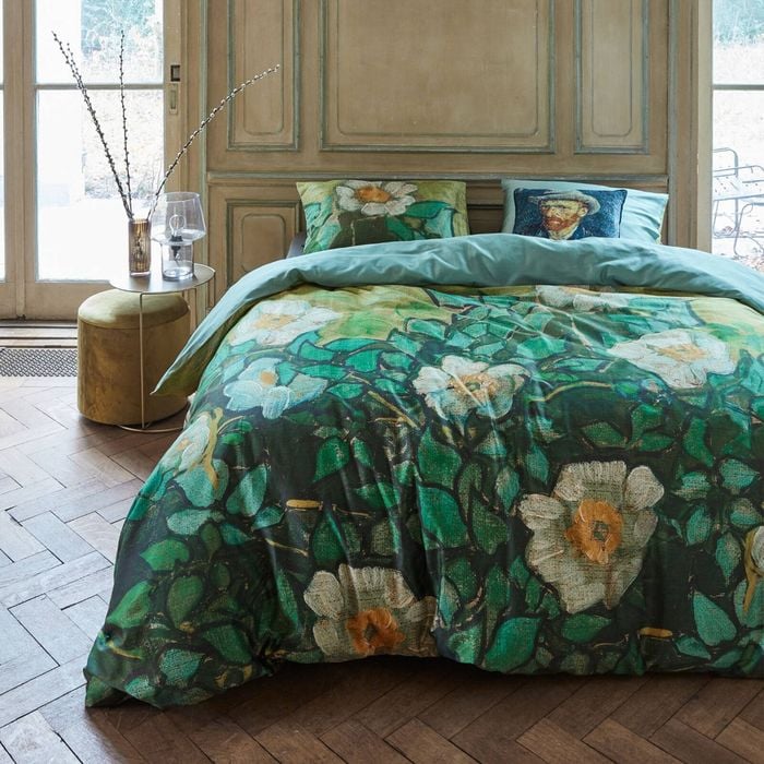 Bedding House Wild Roses Green Quilt Cover Set King