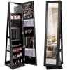 Costway Rotating Jewellery Cabinet Lockable Makeup Storage Organiser W/full-length Mirror Black