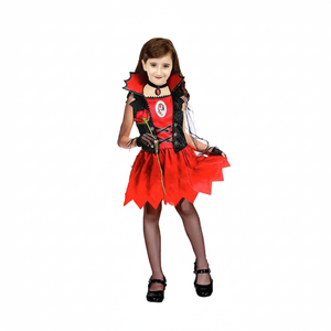 More Than Party Hallowen Girls Vampire Costume Layer Skirt Pointed Collar 6-9y