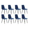 Levede 8Pcs Replica Eames dining Chair Flannelette Seat - Blue