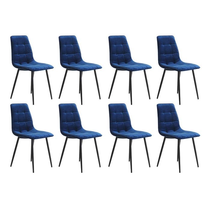 Levede 8Pcs Replica Eames dining Chair Flannelette Seat - Blue