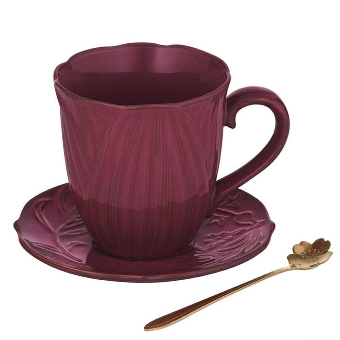 Ashdene  Petal Mug, Saucer & Spoon Gift Set - Red