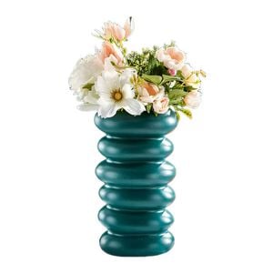 ANYDECO Flower Vase Blue Medium Nordic Plastic Spiral Pot Home Decor