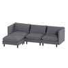 Ufurniture 3 Seater Sofa Corduroy Modular Lounge Couch with Adjustable Armrest & Backrest Grey